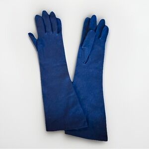 Vtg 60s Millay Navy Blue Opera Length Gloves 100% Cotton OS